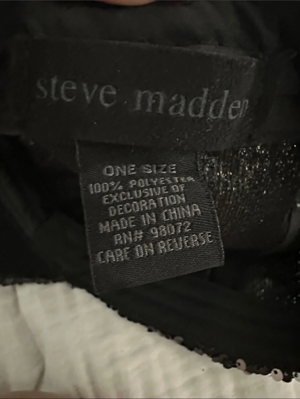 Steve Madden Double Take Matte Black Gray Reverse Sequin Baseball Hat Cap